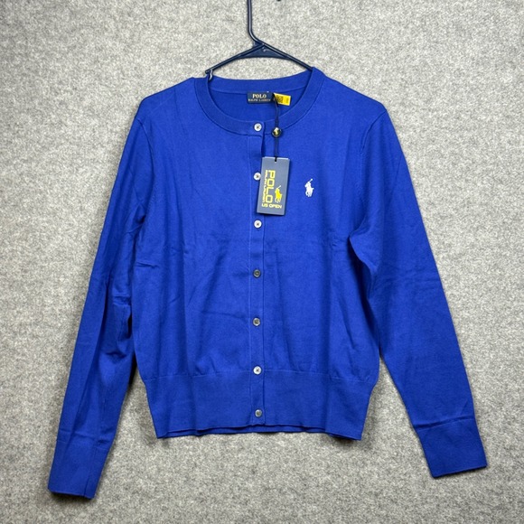 Polo Ralph Lauren Sweaters - Polo Ralph Lauren Womens Blue US Open Cardigan Sweater Button Front Size L